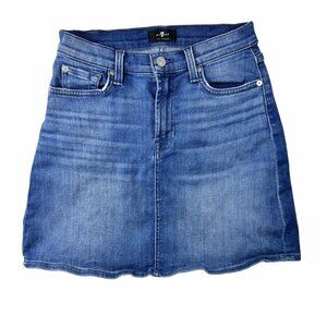 7 For All Mankind Womens Blue Denim Stretch Mini Skirt 26 Casual Wear Y2K Style
